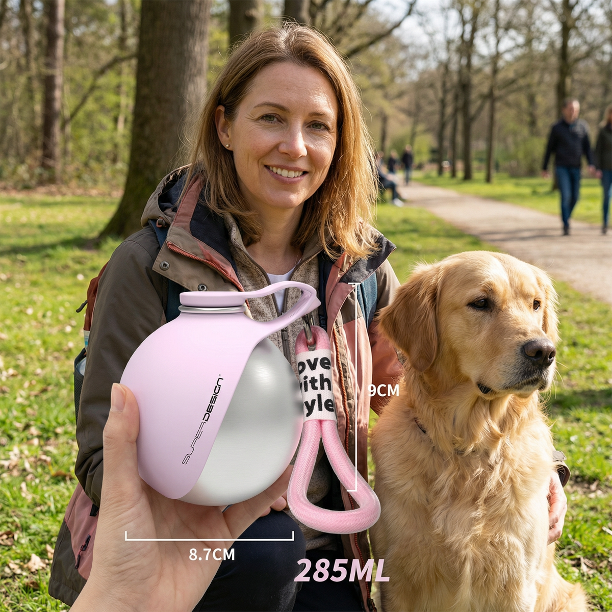 Elara Haus Dog Water Bottle - Leakproof Stainless Steel Pet Dog Water Bottle with Silicone Bowl 3