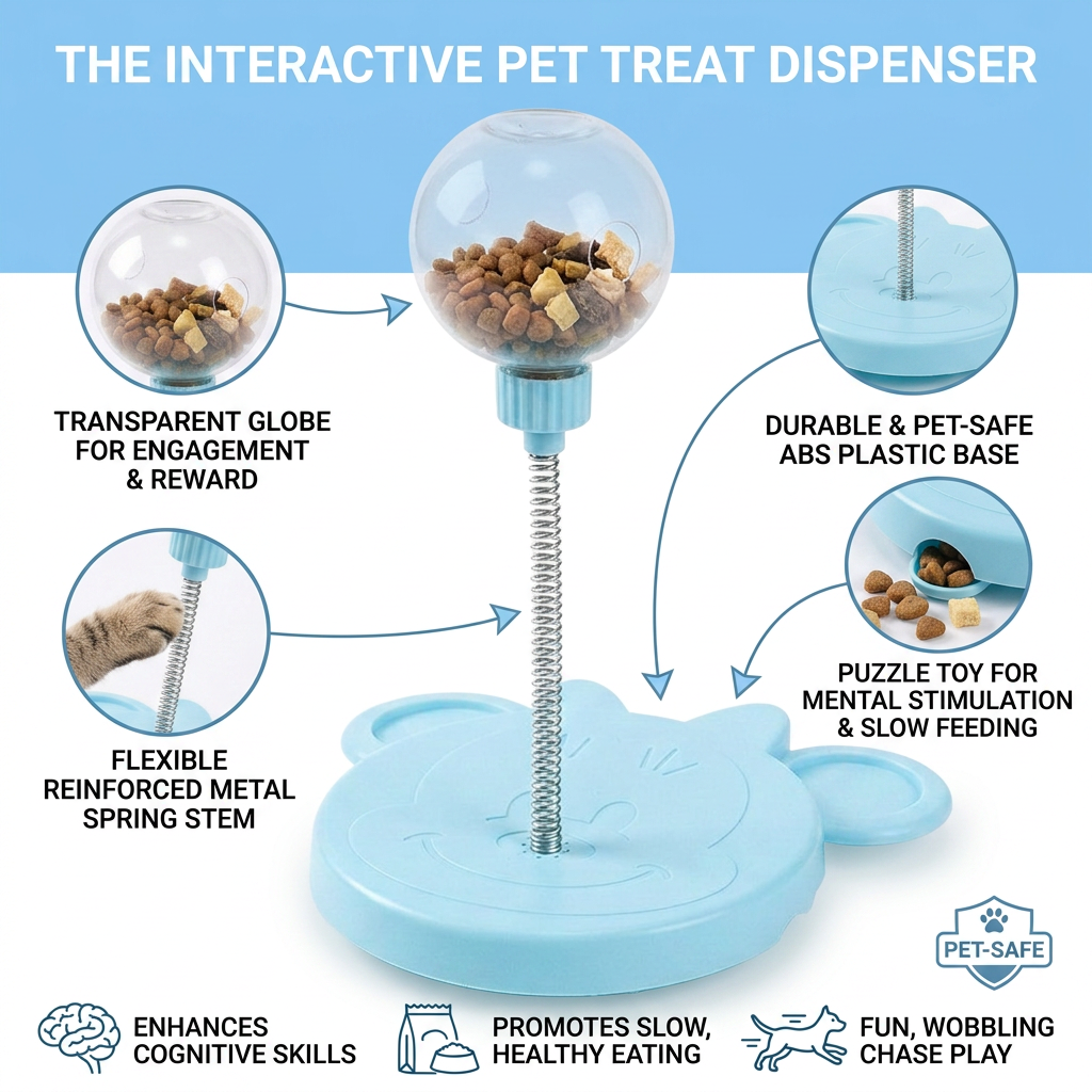 Plush Paws Co. Playtime & Fun — Wiggle Spring Treat Dispenser Toy Design