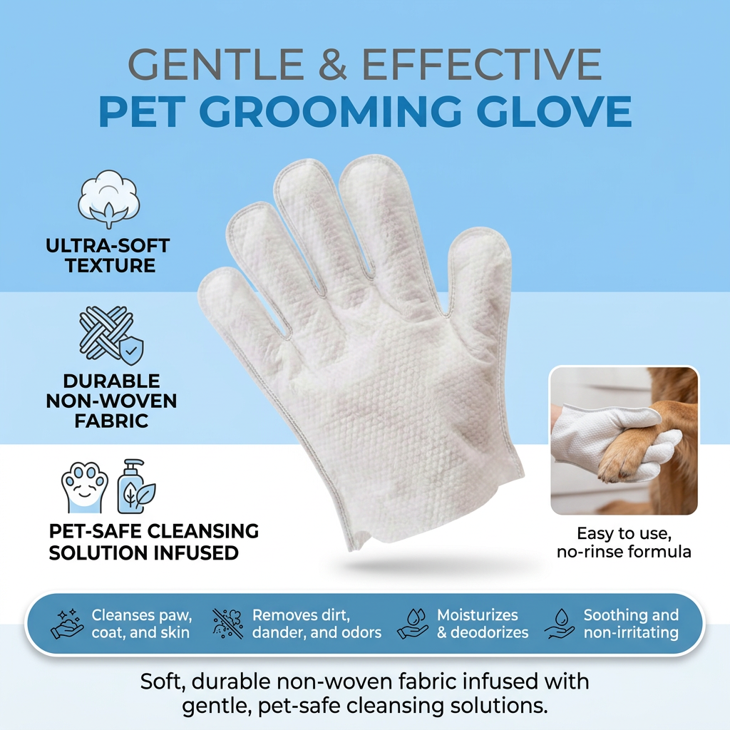 Plush Paws Co. Quick Cleanup Care — Disposable Cleansing Pet Glove Wipes Design