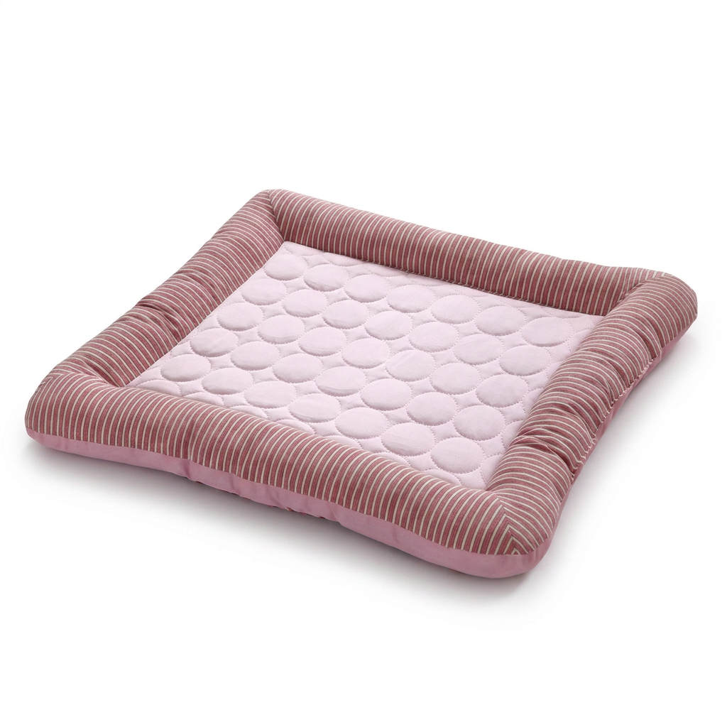 Plush Paws Co. Dual-Surface Cooling Pet Bed — Striped Border Large-Size Option
