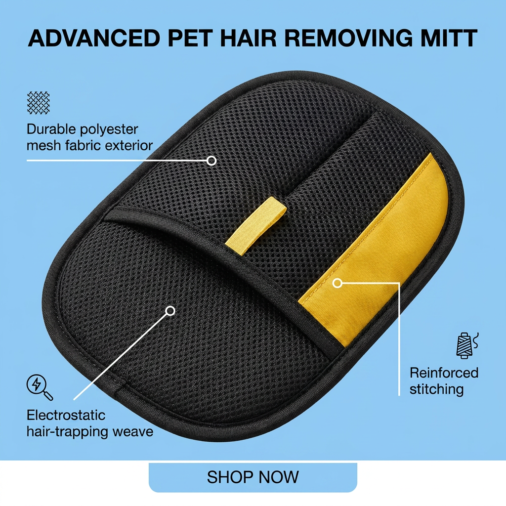 Plush Paws Co. Reusable Pet Hair Remover Mitt – Handheld Fur & Lint Cleaner for Furniture & Clothes
