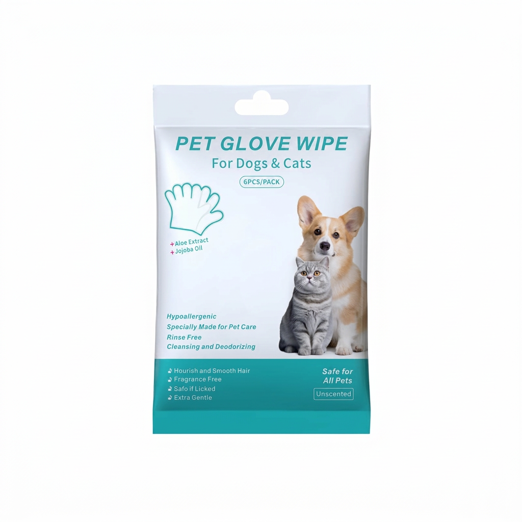 Plush Paws Co. Waterless Pet Grooming Mitt — Rinse-Free Cleaning Glove Wipes