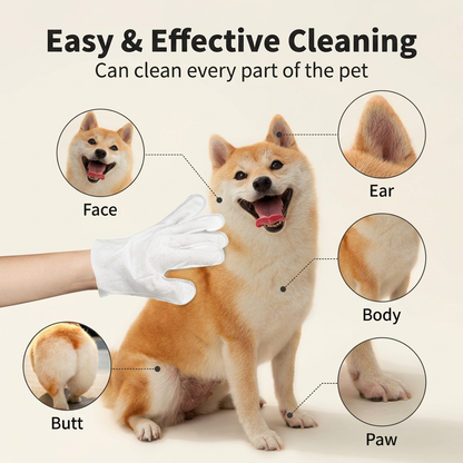 Plush Paws Co. Waterless Pet Grooming Mitt — Rinse-Free Cleaning Glove Wipes