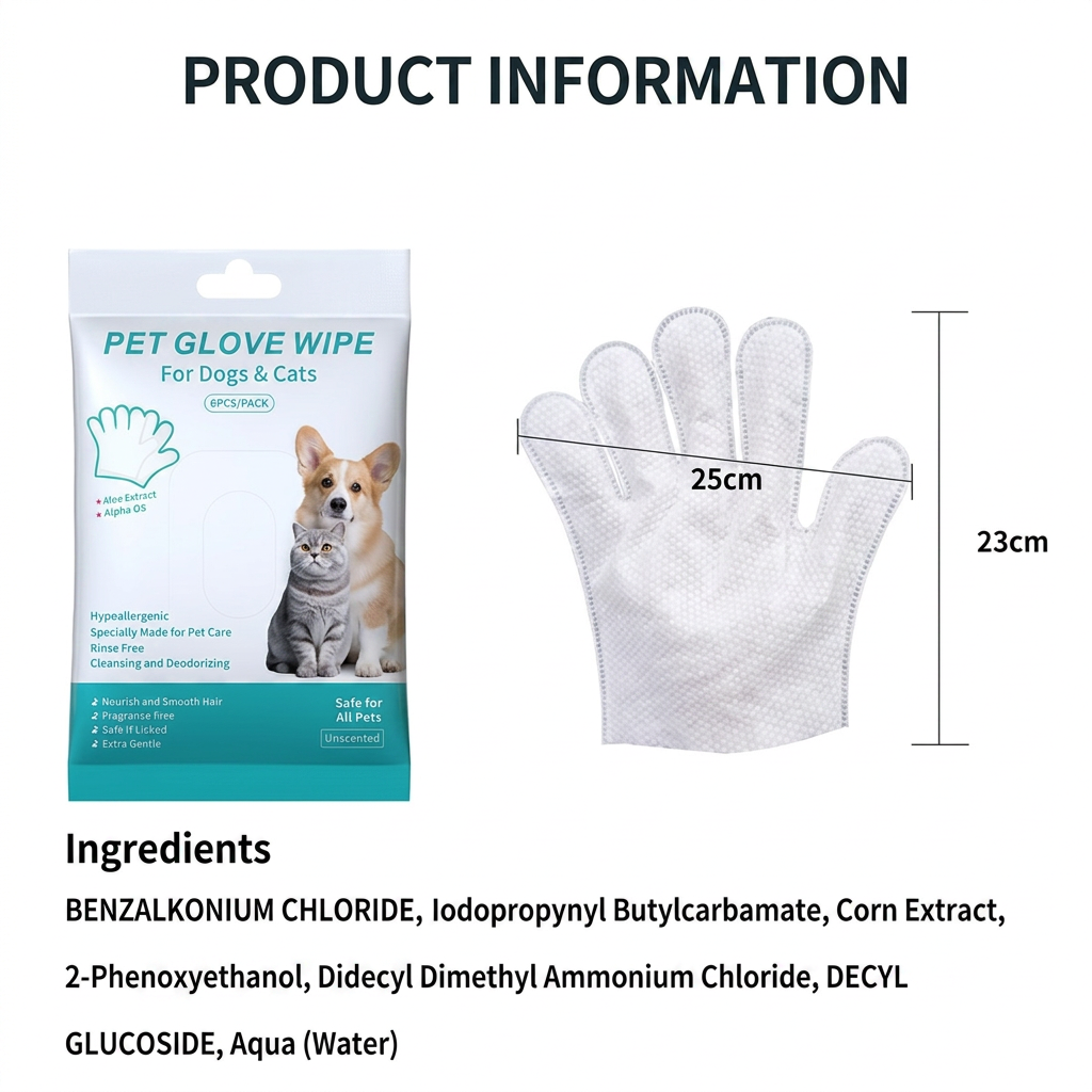 Plush Paws Co. Waterless Pet Grooming Mitt — Rinse-Free Cleaning Glove Wipes
