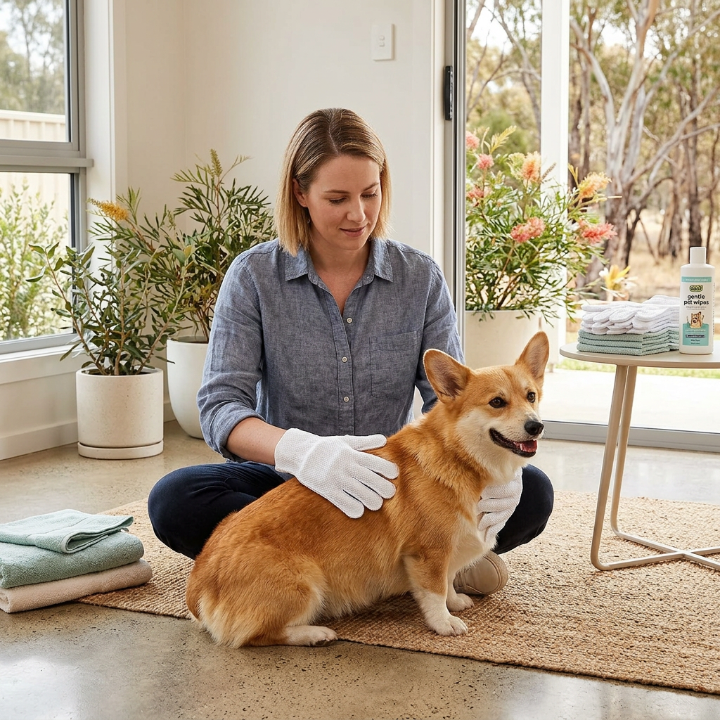 Plush Paws Co. Waterless Pet Grooming Mitt — Rinse-Free Cleaning Glove Wipes