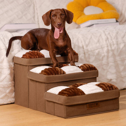 Chessboard Plaid Handcrafted Dog Stairs with Storage - Multifunctional and Foldable 4