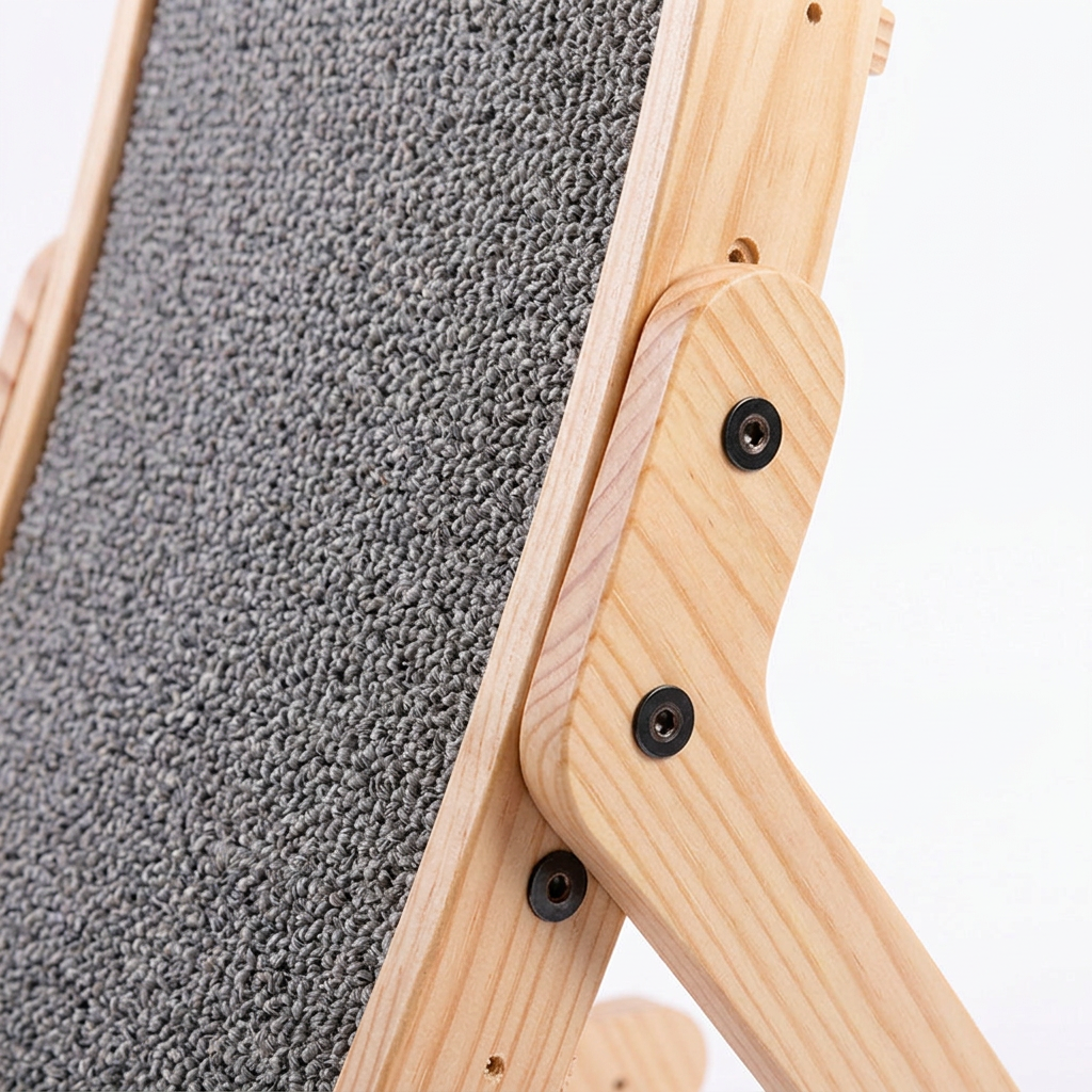 Plush Paws Co. Scratch, Climb & Lounge Board — Adjustable Wooden Cat Scratcher