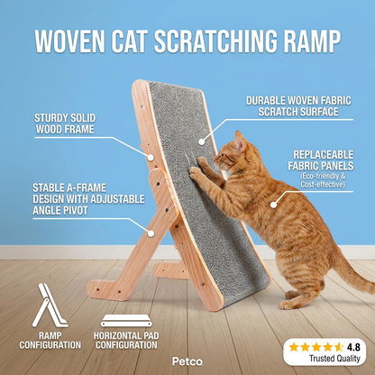 Plush Paws Co. Scratch, Climb & Lounge Board — Adjustable Wooden Cat Scratcher