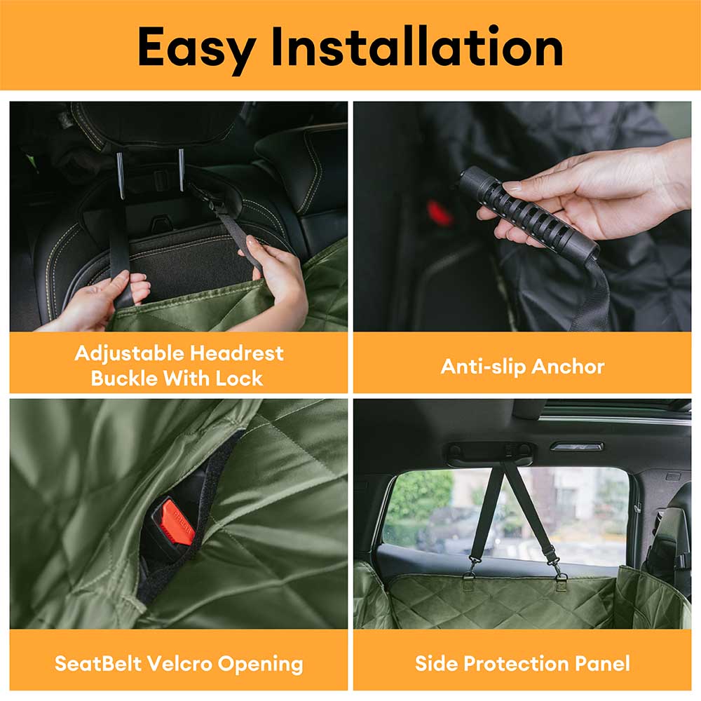 Extra-Large Full Coverage Dog Back Seat Cover Dog Hammock for Car - Ideal for Travel & Camping 7