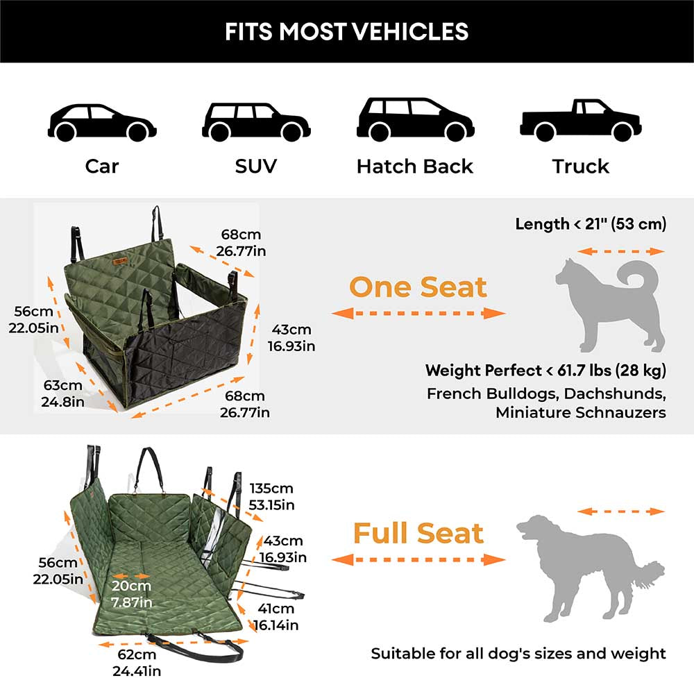 Extra-Large Full Coverage Dog Back Seat Cover Dog Hammock for Car - Ideal for Travel & Camping 11