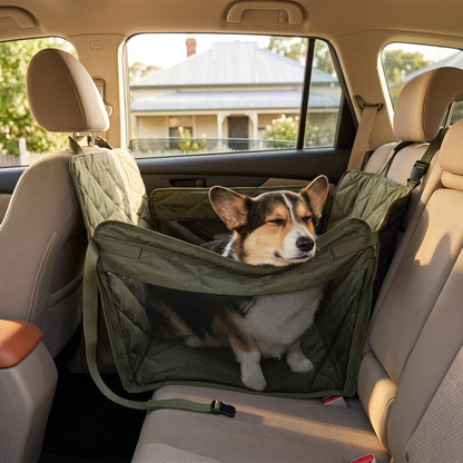 Plush Paws Co. Secure Vehicle Travel Shield — Mesh Window Dog Back Seat Cover Build