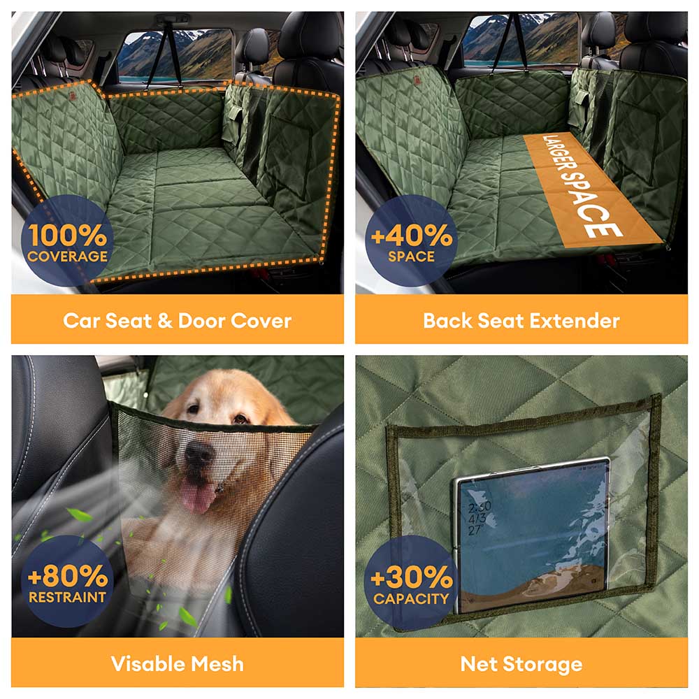 Extra-Large Full Coverage Dog Back Seat Cover Dog Hammock for Car - Ideal for Travel & Camping 3