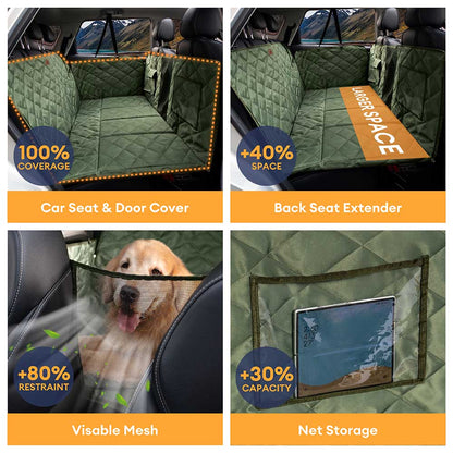 Extra-Large Full Coverage Dog Back Seat Cover Dog Hammock for Car - Ideal for Travel & Camping 3