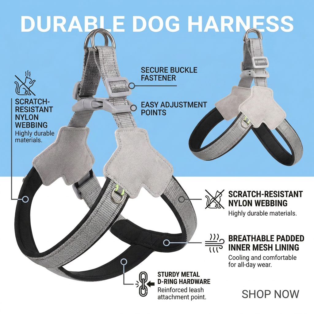 Plush Paws Co. Secure Walking Control — No-Pull Reflective Pet Harness Design