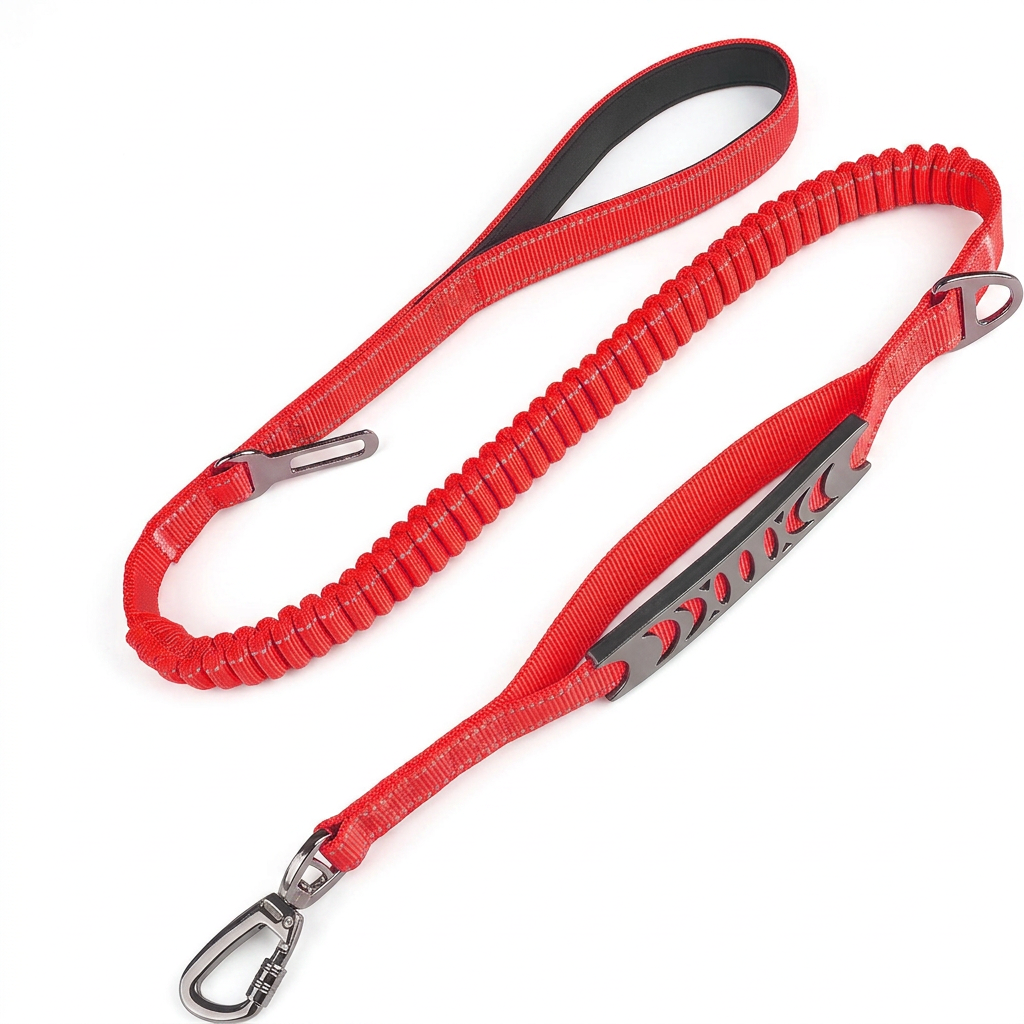 Plush Paws Co. Shock-Absorbing Control — Flexible Bungee Dog Leash Design