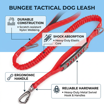 Plush Paws Co. Shock-Absorbing Control — Flexible Bungee Dog Leash Design