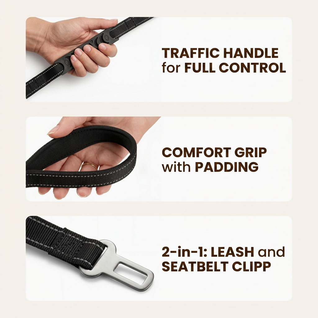 Plush Paws Co. Pull-Control Canine Leash — Shock-Absorbing Bungee System