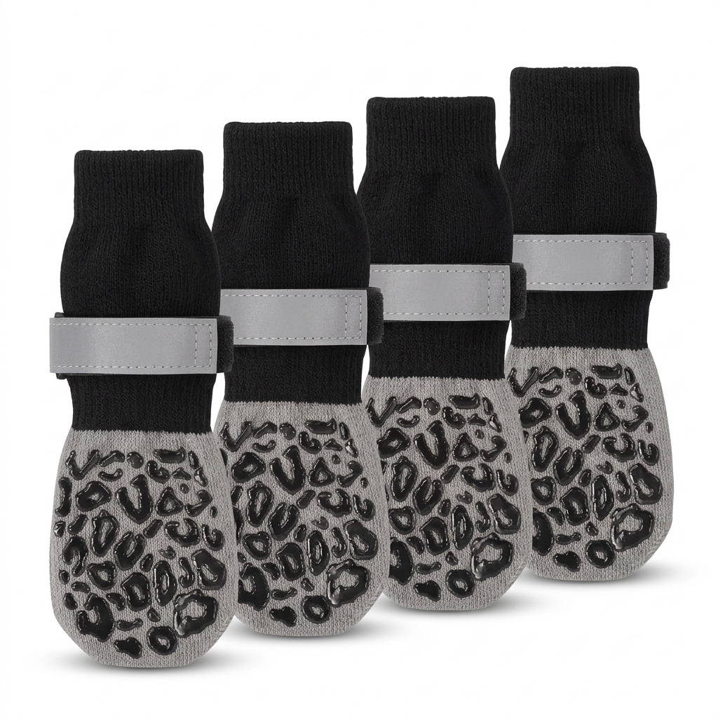 Plush Paws Co. Slip-Resistant Dog Booties — Anti-Skid Pet Paw Traction Socks