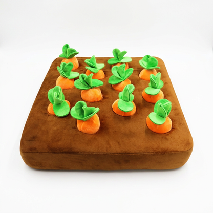 Plush Paws Co. Slow Down & Sniff — Interactive Carrot Garden Nosework Toy