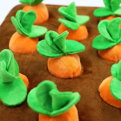 Plush Paws Co. Slow Down & Sniff — Interactive Carrot Garden Nosework Toy