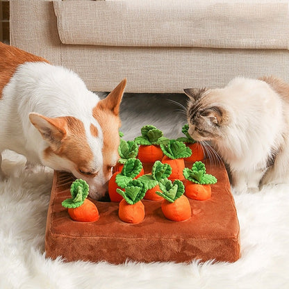 Elara Haus Dog Puzzle Toy - Interactive Durable Fabric Carrot Garden 0