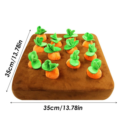 Elara Haus Dog Puzzle Toy - Interactive Durable Fabric Carrot Garden 1