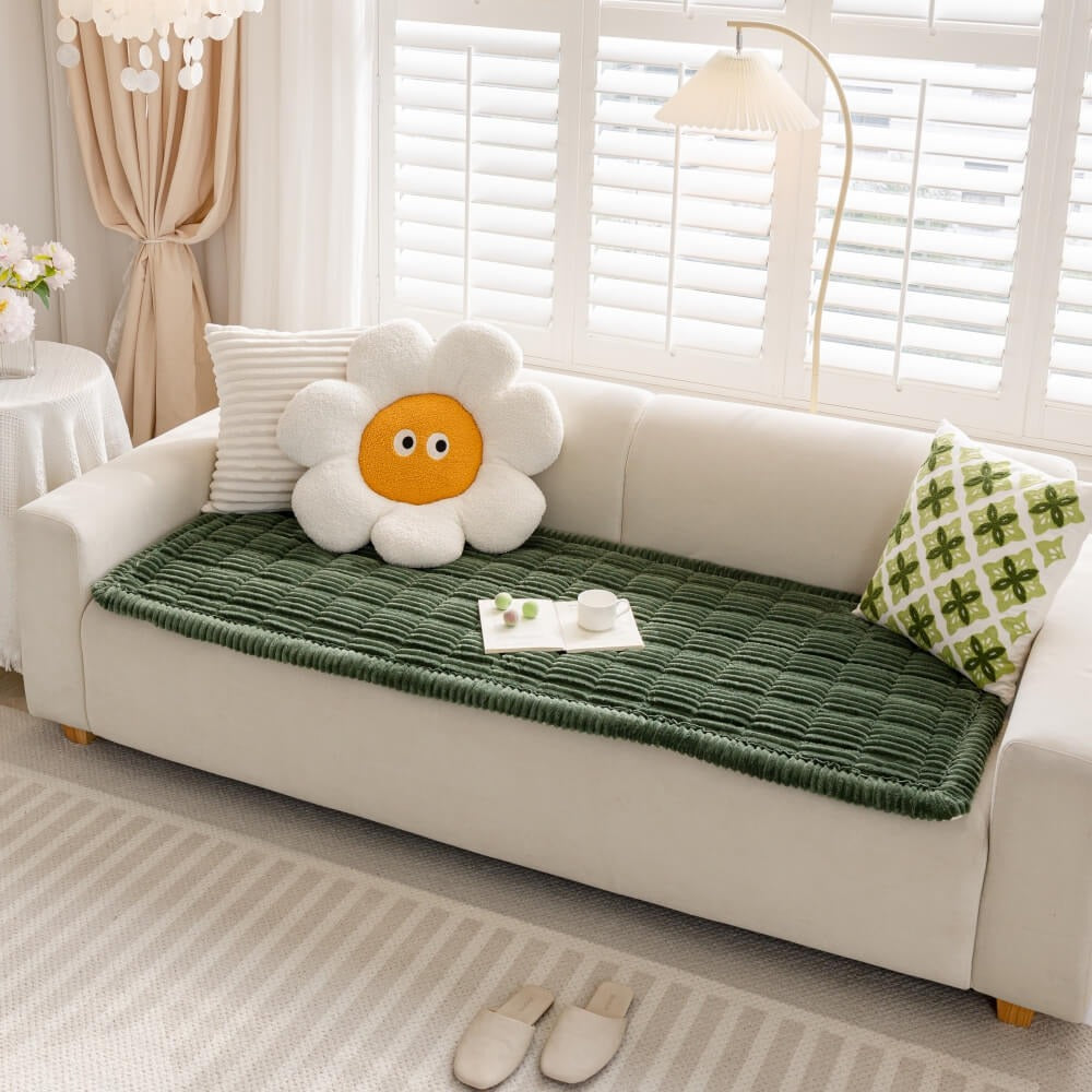 Plush Paws Co. Spill Protection Pet Couch Cover — Water-Resistant Ribbed Flannel