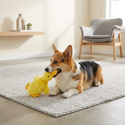 Plush Paws Co. Squeaky Duck Plush Dog Toy – Soft Interactive Chew & Fetch Toy for Puppies & Dogs