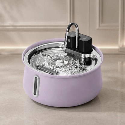 Plush Paws Co. Stainless Steel Pet Water Fountain – Automatic Filtered Drinking Fountain with Water Level Window