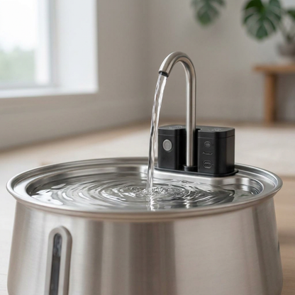 Plush Paws Co. Stainless Steel Pet Water Fountain – Automatic Filtered Faucet Dispenser for Dogs & Cats