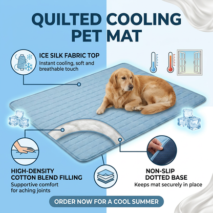 Plush Paws Co. Temperature Control Summer Dog Mat — Glacier Blue Quilted Design