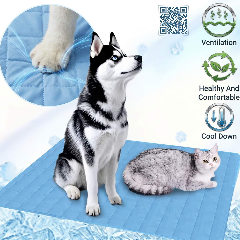 Plush Paws Co. Temperature Control Summer Dog Mat — Glacier Blue Quilted Design