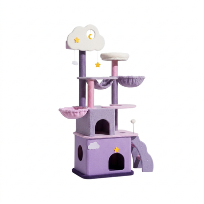 Plush Paws Co. Whimsical Feline Activity Center — Moonlight Cloud Cat Tree