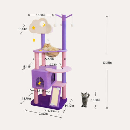 Plush Paws Co. Whimsical Feline Activity Center — Moonlight Cloud Cat Tree